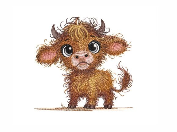 Baby Highland Cow Embroidery Design for Small Business Merch