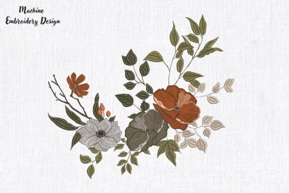 Bouquet Fall Flowers Poppies Roses Embroidery Review