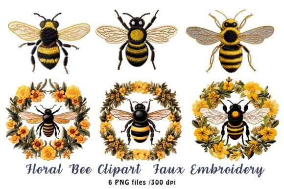 Floral Bee Clipart Faux Embroidery: Designer Review for Holiday Collections