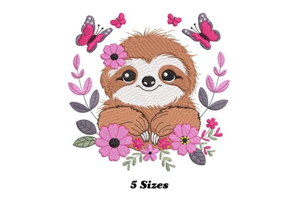 Floral Sloth: A Seasonal Embroidery Gem