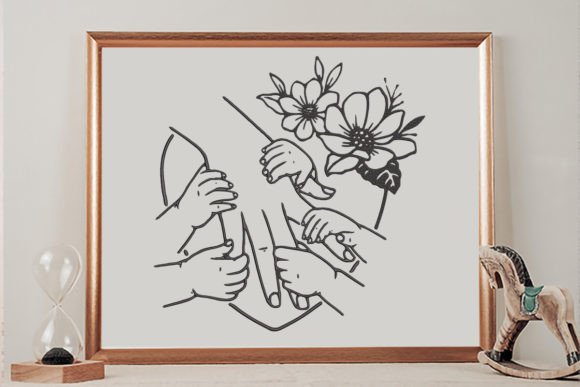 Mom and Son Floral Embroidery Design